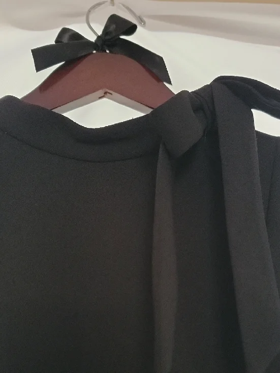 Calvin Klein Black Sleeveless Midi Dress with Neck Tie Size 12 - Picture 2 of 5